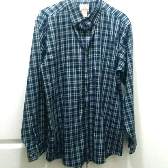 1990'S Vintage LL Bean Long Sleeve Button-Down Shirt, Made in USA, Men's Size Medium cotton beige type brown Vintage Second Hand